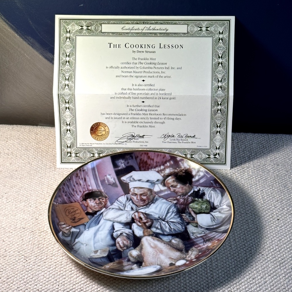 THE THREE STOOGES "The Cooking Lesson" Collector Plate 1994 Fine Porcelain